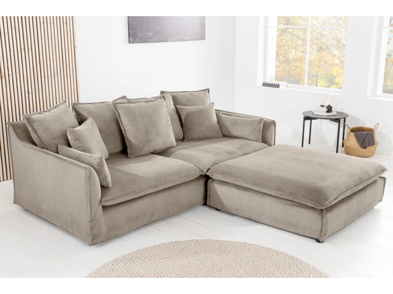 Canapé HEAVEN 3 places velours côtelé grège | Adenia Home