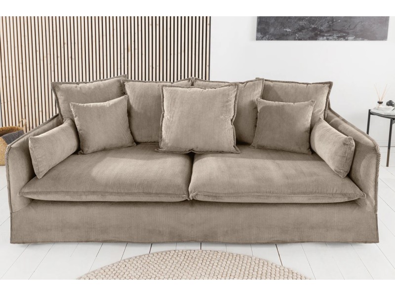 Canapé HEAVEN 3 places velours côtelé grège | Adenia Home