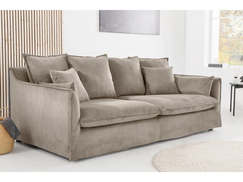 Canapé HEAVEN 3 places velours côtelé grège | Adenia Home