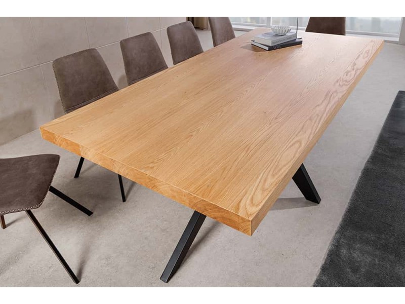 Table ZEUS 200 cm chêne naturel étoile métal noir | Adenia Home