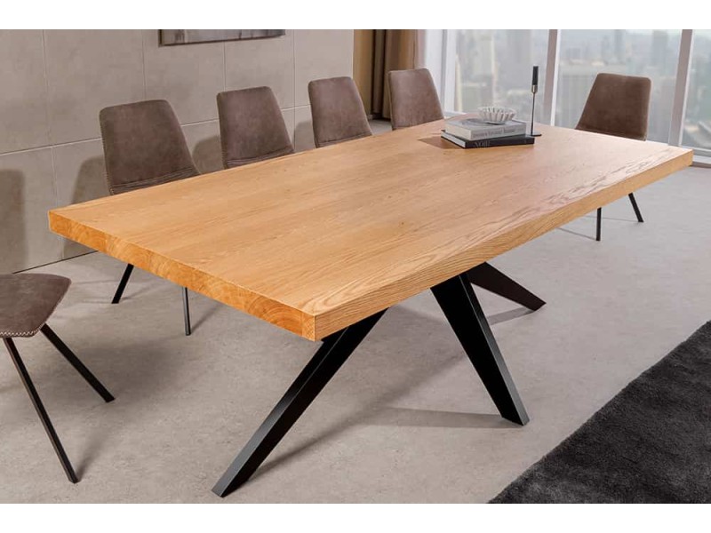 Table ZEUS 200 cm chêne naturel étoile métal noir | Adenia Home