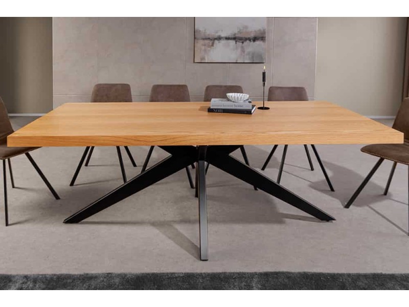 Table ZEUS 200 cm chêne naturel étoile métal noir | Adenia Home