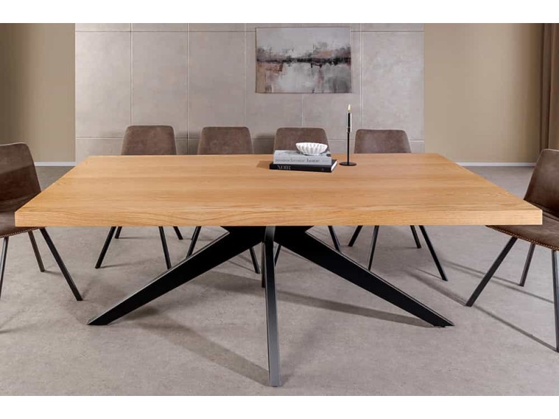 Table ZEUS 200 cm chêne naturel étoile métal noir | Adenia Home