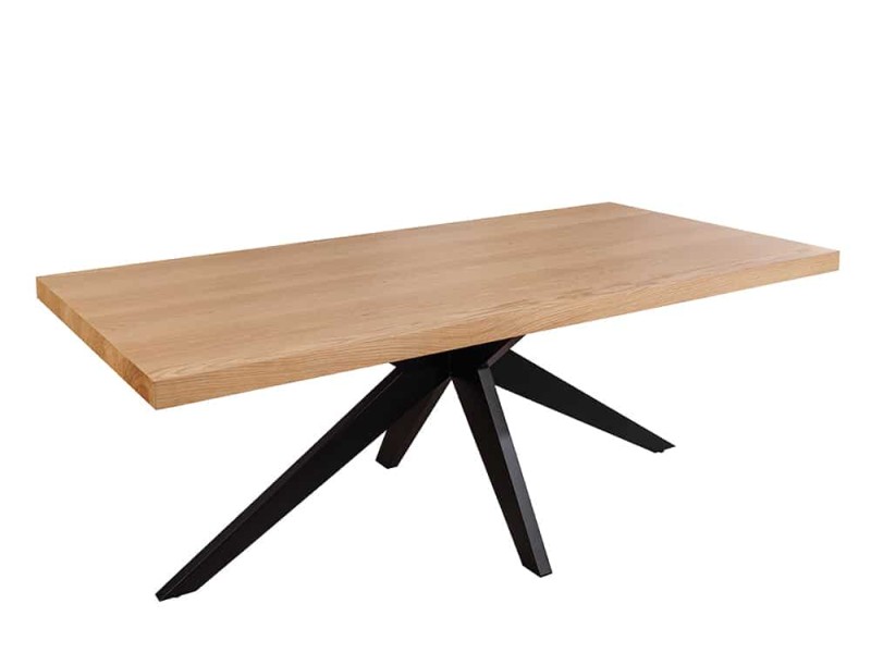 Table ZEUS 200 cm chêne naturel étoile métal noir | Adenia Home