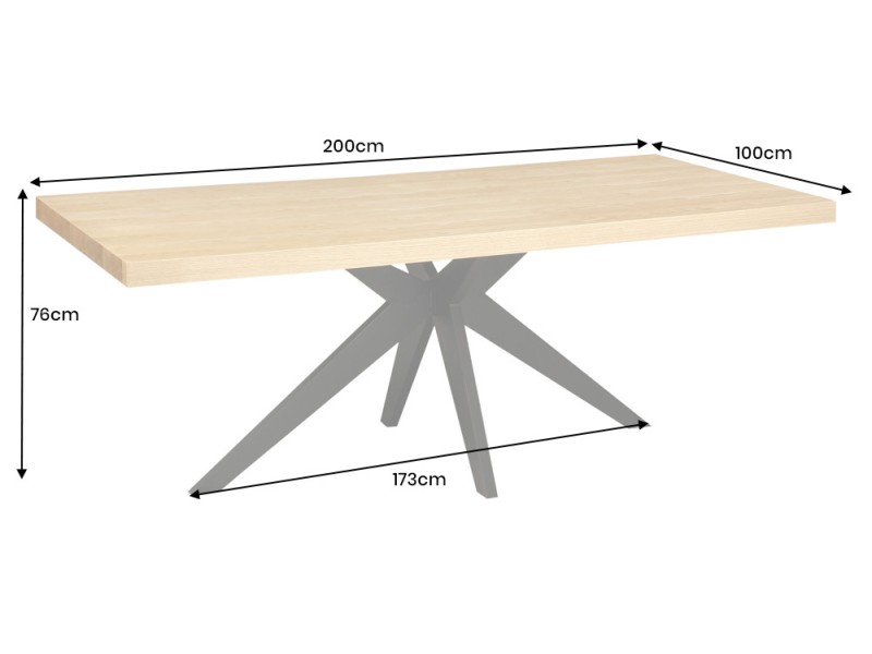 Table ZEUS 200 cm chêne naturel étoile métal noir | Adenia Home