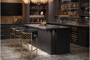 Tabouret de bar 100cm coloris gris taupe avec accoudoirs pas cher