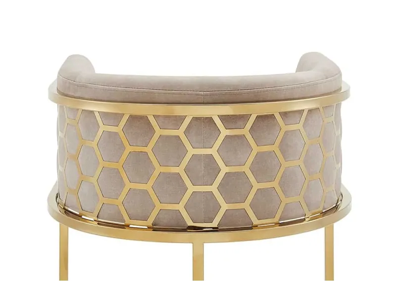 Tabouret de bar 100cm en velours coloris gris argenté avec accoudoirs pas cher