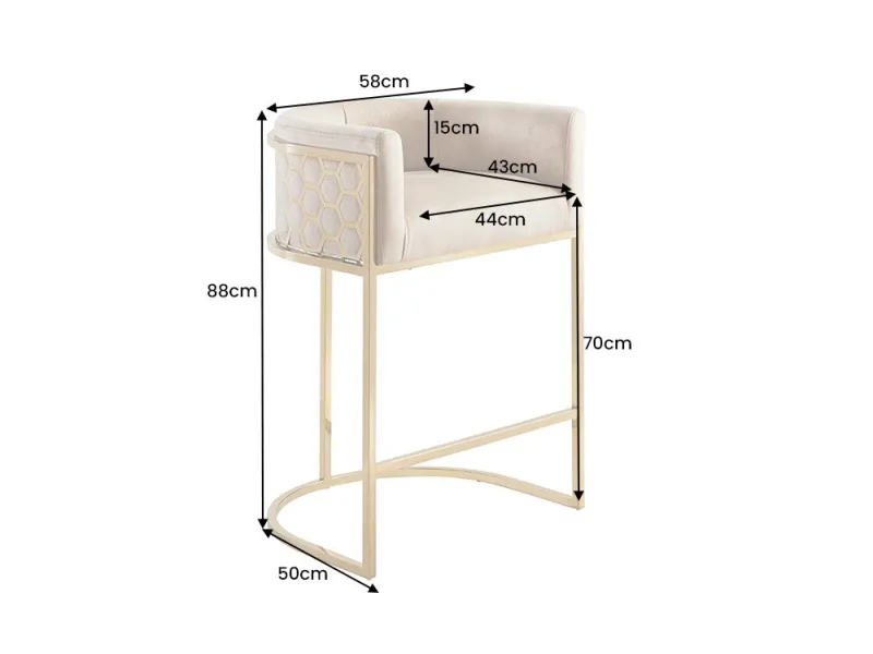 Tabouret de bar 100cm en velours coloris gris argenté avec accoudoirs pas cher