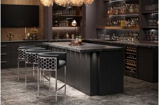 Tabouret de bar 100cm en velours coloris vert avec accoudoirs pas cher
