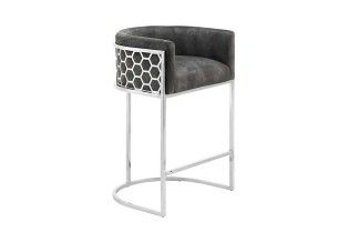 Tabouret de bar 100cm en velours coloris vert avec accoudoirs pas cher 2