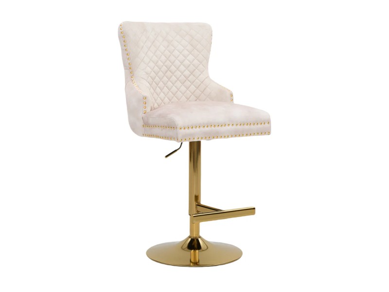 Tabouret de bar 100cm en velours coloris jaune moutarde avec accoudoirs pas cher