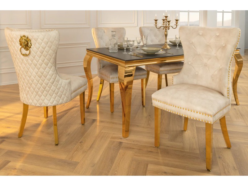 Fauteuil baroque en velours gris style capitonné Chaises de salle à...