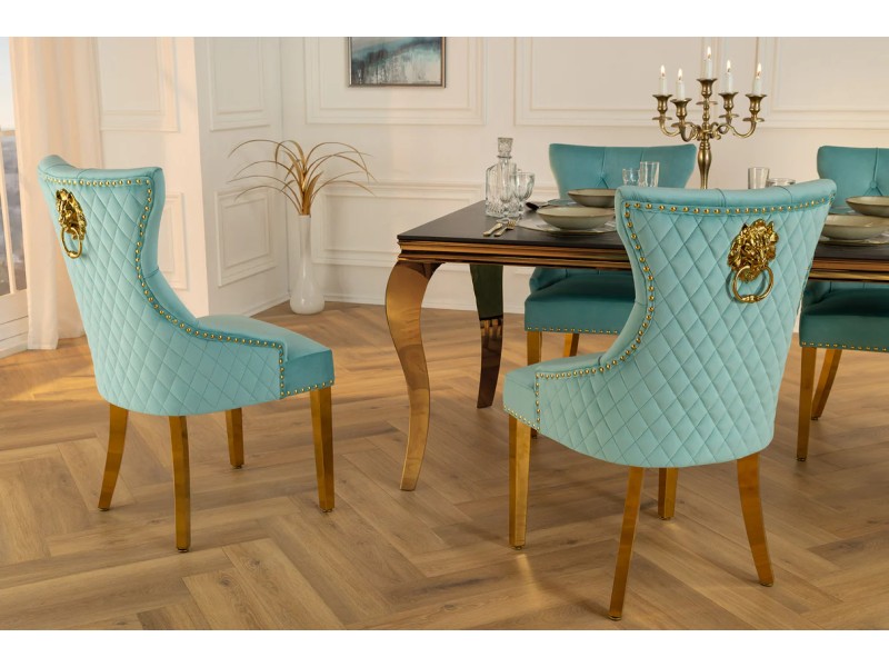 Fauteuil baroque en velours gris style capitonné Chaises de salle à...