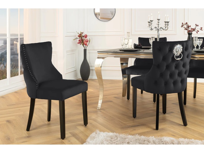 Chaise de salle à manger design baroque coloris gris argenté home |...