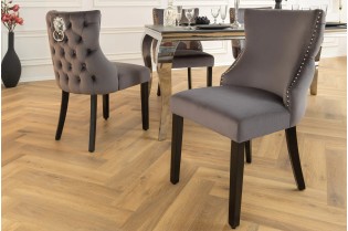 Chaise de salle à manger design baroque coloris gris argenté home |...