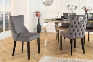 Chaise de salle à manger design baroque coloris gris argenté home |... 2