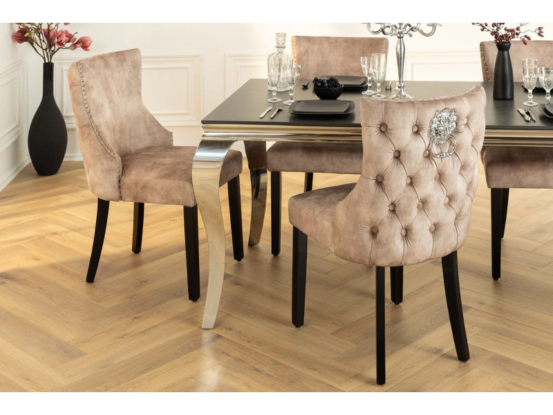 Chaise de salle à manger design baroque coloris gris argenté home |...