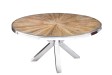 Table à Manger Ronde en Teck et Verre – Élégance Naturelle et Design Chromé Ø140 cm