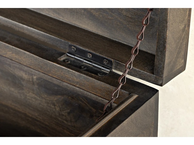 Banc coffre FACTORY LOFT – 115 cm – Bois de manguier taupe marron