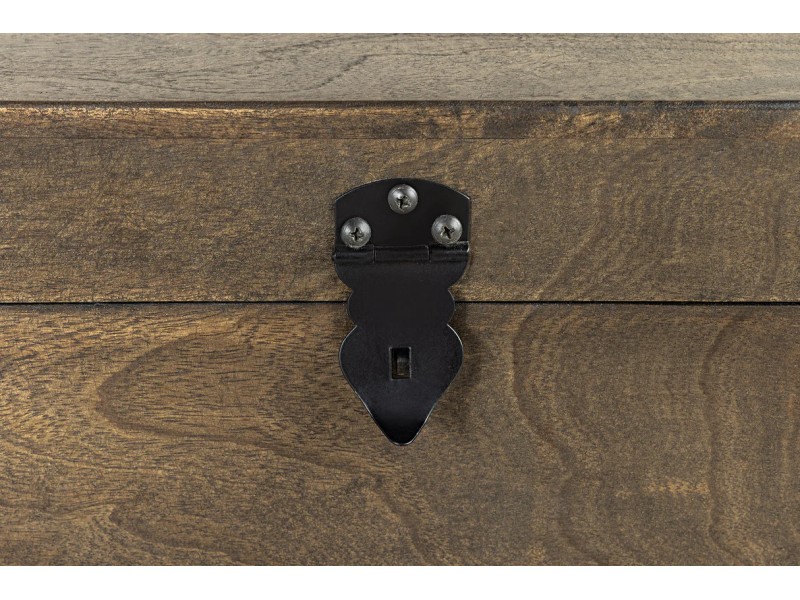 Banc coffre FACTORY LOFT – 115 cm – Bois de manguier taupe marron