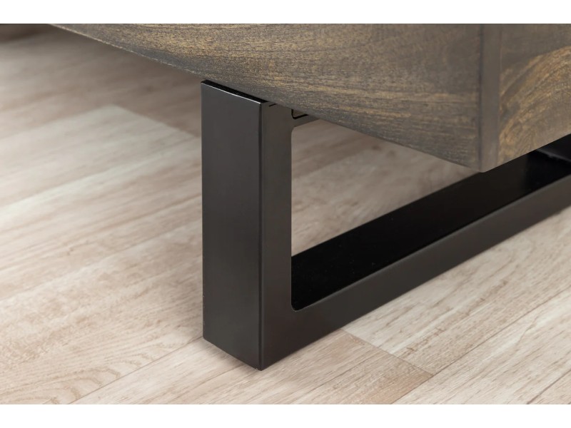 Banc coffre FACTORY LOFT – 115 cm – Bois de manguier taupe marron