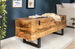Banc coffre de 115cm en bois massif coloris naturel 2