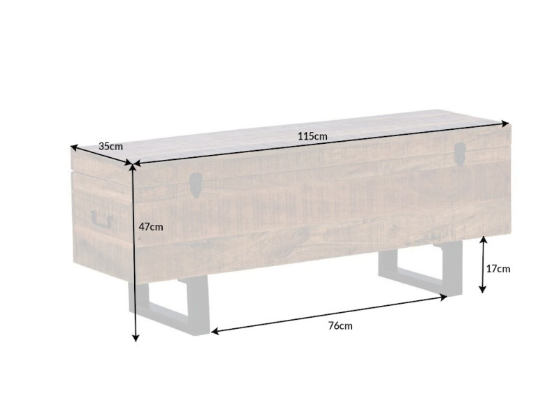 Banc coffre FACTORY LOFT – 115 cm – Bois de manguier naturel