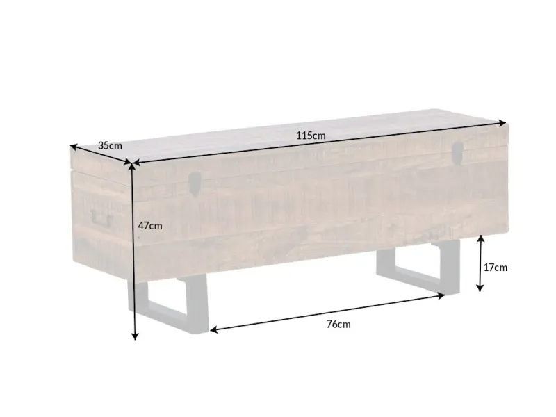 Banc Coffre FACTORY LOFT 115cm Bois Massif de Manguier - Adenia Home
