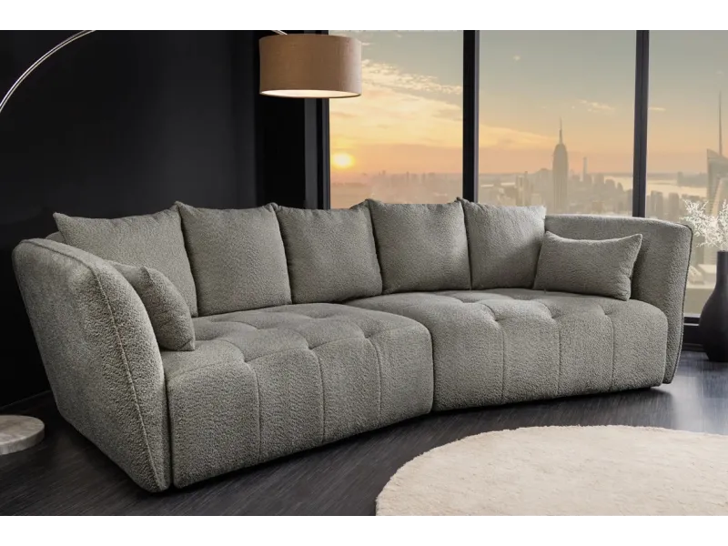Canapé ROYAL 295 cm XL bouclé gris – Adenia Home