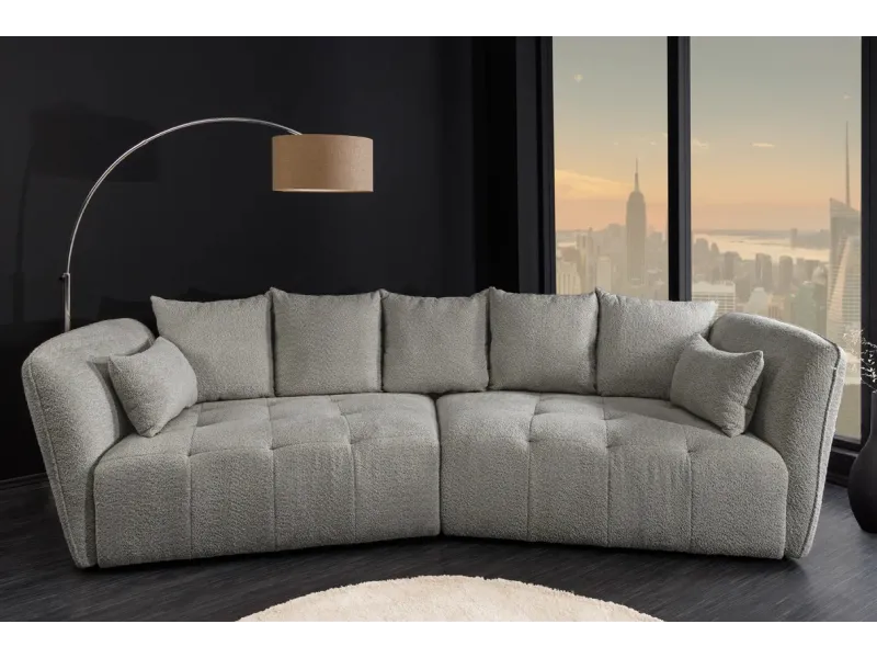 Canapé ROYAL 295 cm XL bouclé gris – Adenia Home