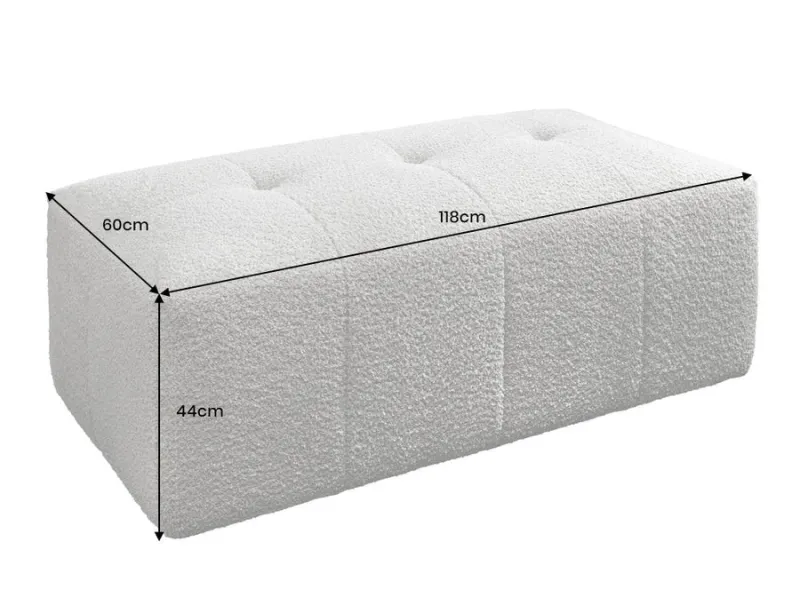 Tabouret ROYAL 120 cm bouclé gris – Adenia Home