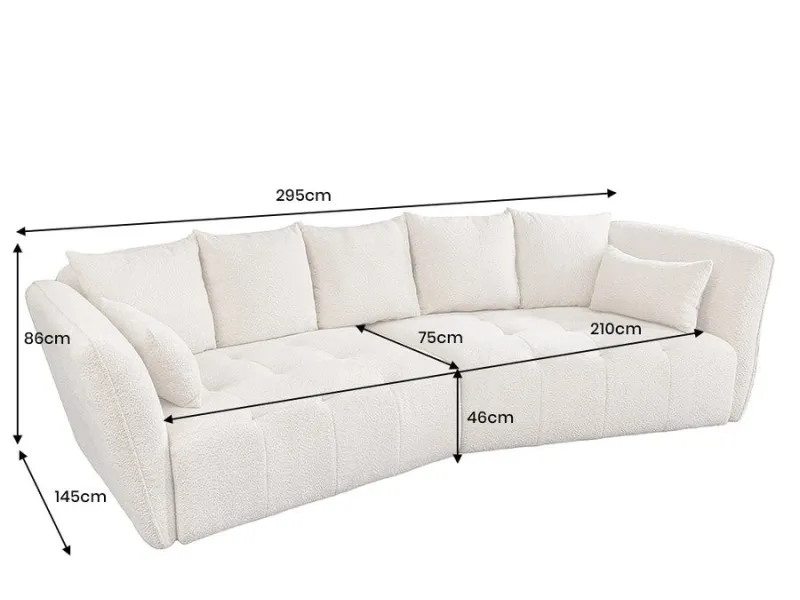 Canapé ROYAL 295 cm XL bouclé champagne beige – Adenia Home