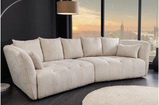 Canapé ROYAL 295 cm XL bouclé champagne beige – Adenia Home