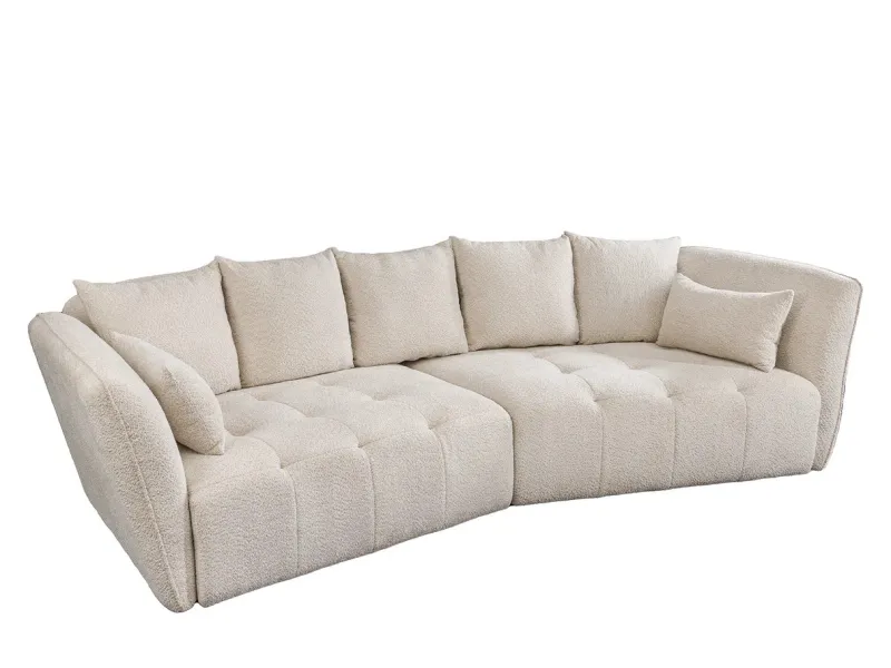 Canapé ROYAL 295 cm XL bouclé champagne beige – Adenia Home