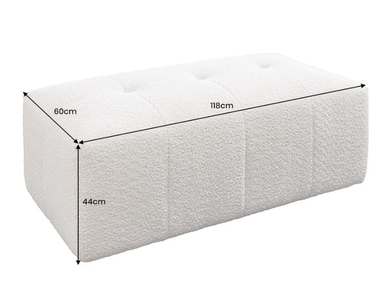 Tabouret ROYAL 120 cm bouclé champagne beige – Adenia Home