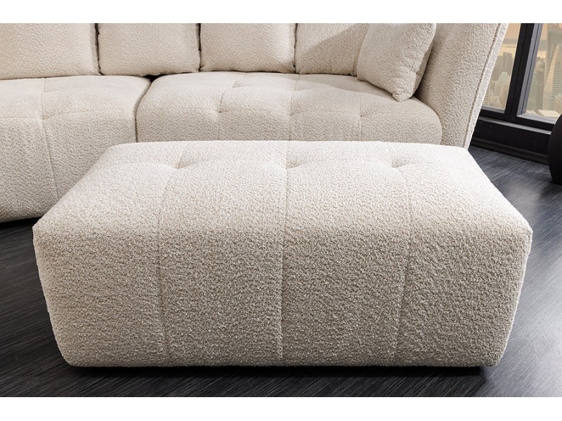 Tabouret ROYAL 120 cm bouclé champagne beige – Adenia Home