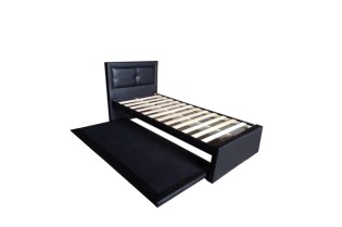 Lit gigogne de 90 x 200 cm en simili cuir coloris noir 2