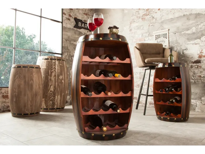 Étagère à vin BODEGA 80 cm – Bois de sapin couleur café, charme rustique et authenticité