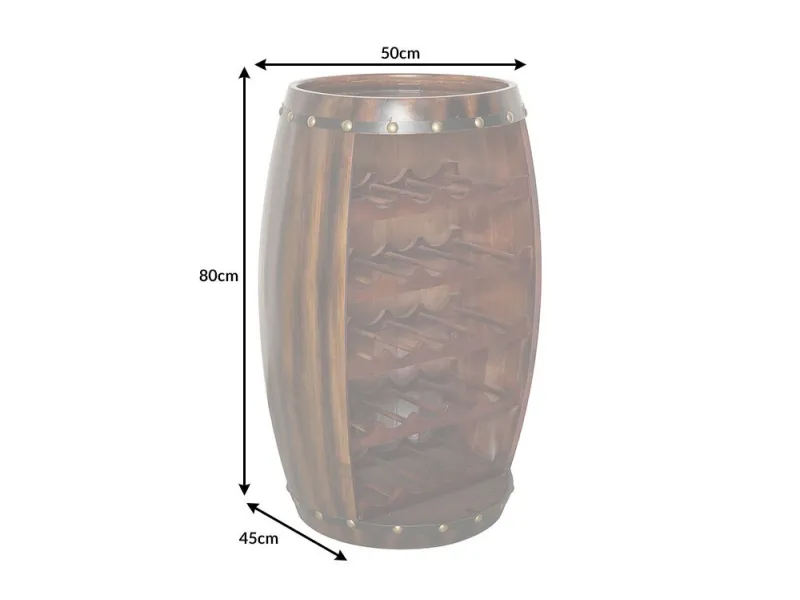 Étagère à vin BODEGA 80 cm – Bois de sapin couleur café, charme rustique et authenticité
