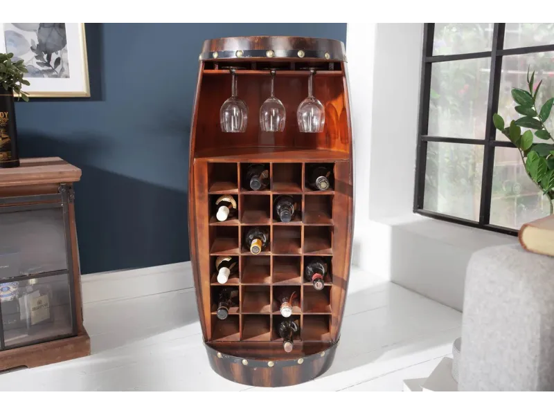 Étagère à vin BODEGA 100 cm – En sapin massif brun pour 24 bouteilles