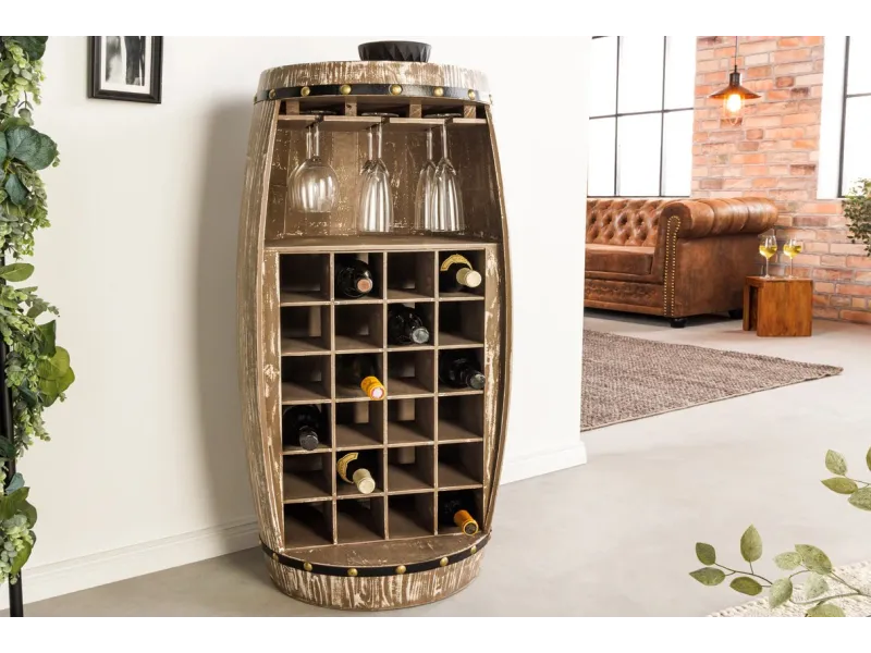 Demi-cave à vin BODEGA 100 cm pour 24 bouteilles, en sapin massif naturel