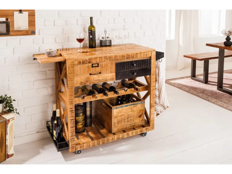 Meuble bar BODEGA 90 cm polyvalent en bois de manguier
