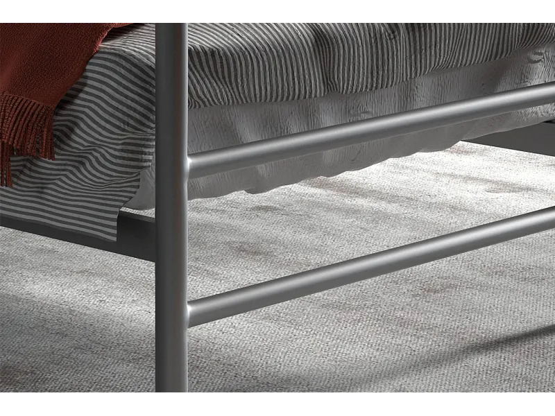 Lit fer forgé & lit métal |Lit moderne en métal coloris gris de 90x...