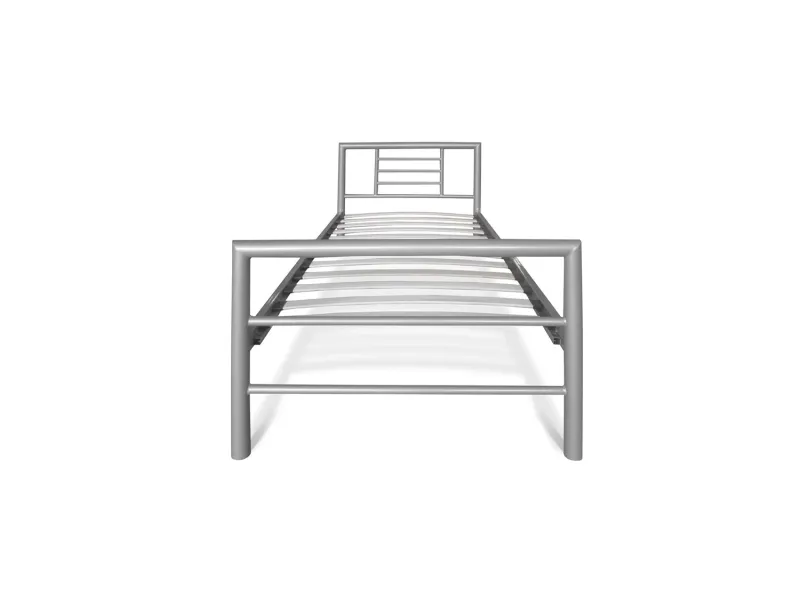 Lit fer forgé & lit métal |Lit moderne en métal coloris gris de 90x...