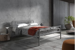 Lit fer forgé & lit métal |Lit moderne en métal gris de 140x200 cm ...