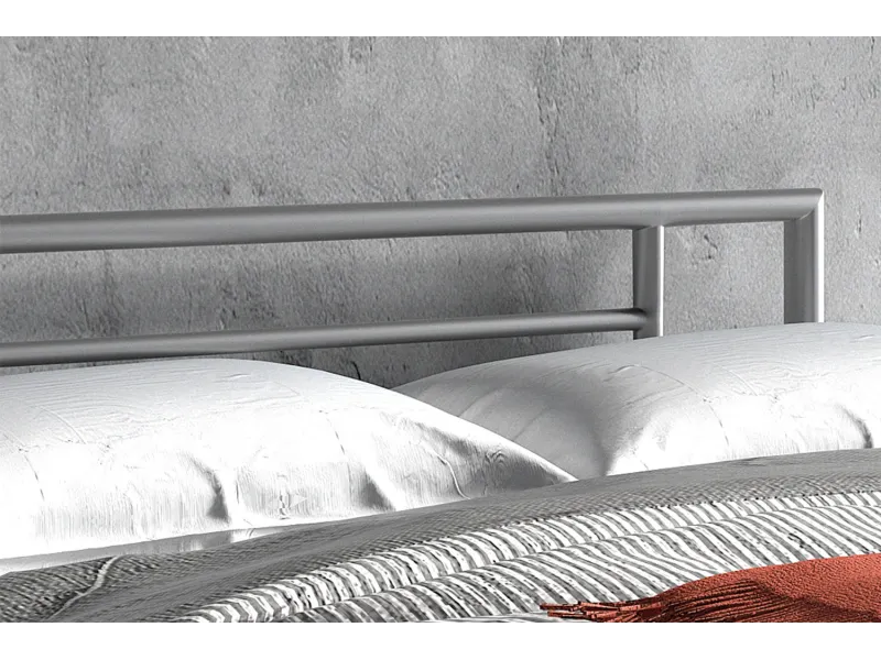 Lit fer forgé & lit métal |Lit moderne en métal gris de 140x200 cm ...