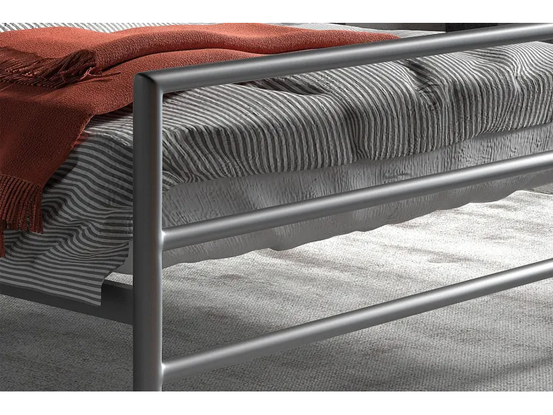 Lit fer forgé & lit métal |Lit moderne en métal gris de 140x200 cm ...