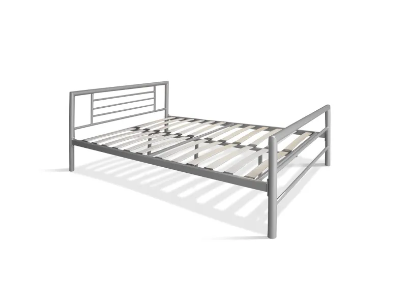 Lit fer forgé & lit métal |Lit moderne en métal gris de 140x200 cm ...