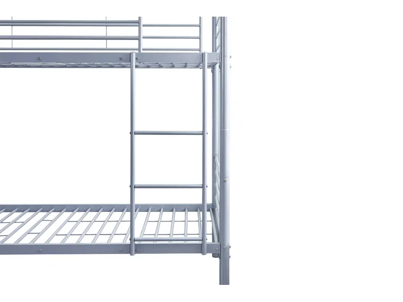 Lit superposé “Sammy” 90x200 cm divisible – Métal gris clair, robuste et modulable