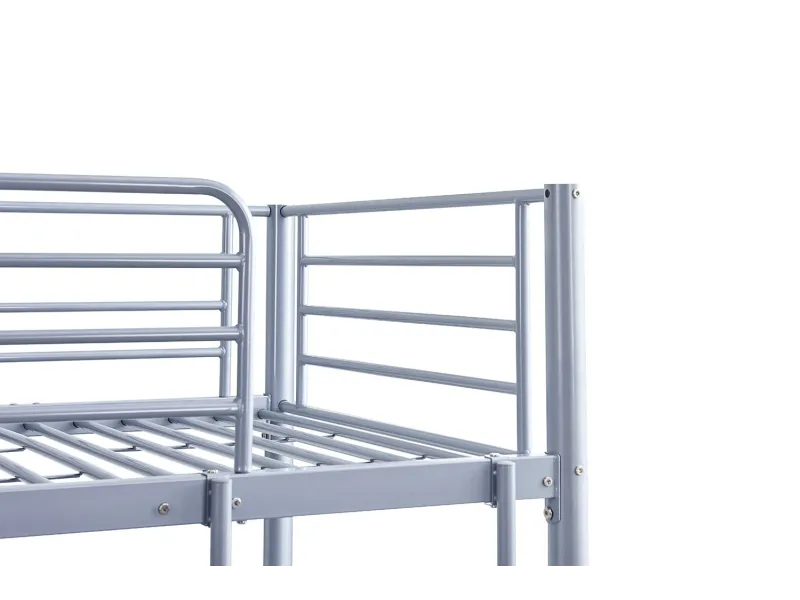 Lit superposé “Sammy” 90x200 cm divisible – Métal gris clair, robuste et modulable